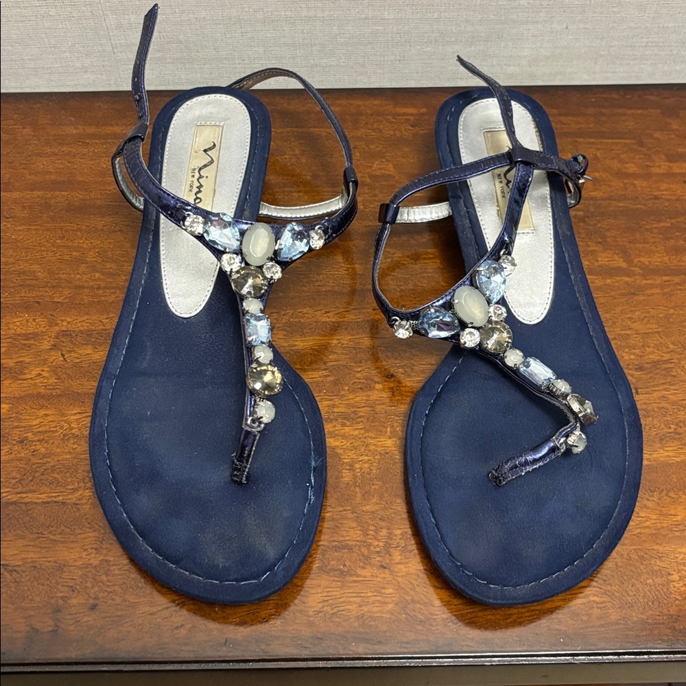 Nina Midnight Blue Embellished Sandals